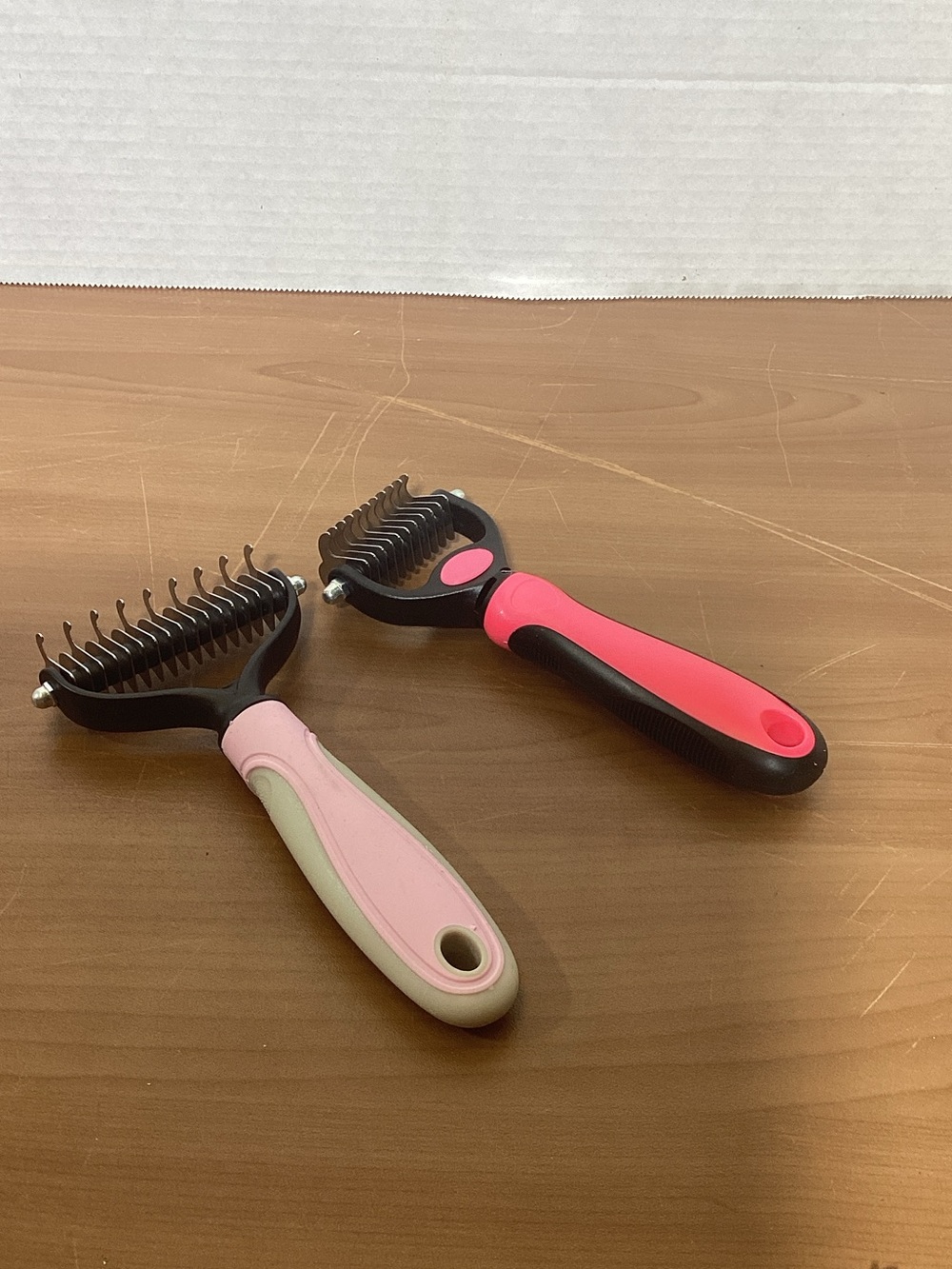 Double Row Pet Deshedding Rakes - Pink Pair